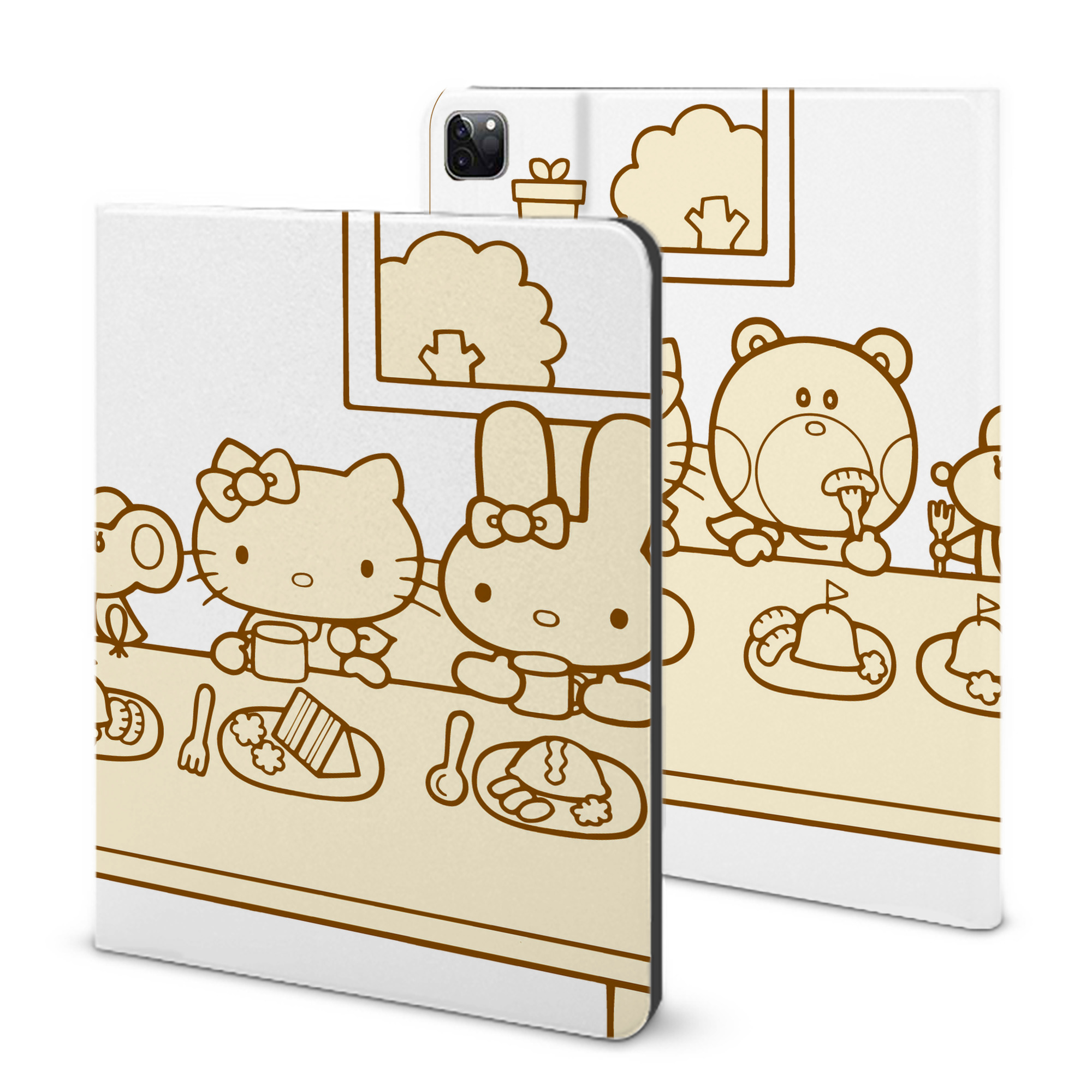 （画像用） Hello Kitty ハローキティ IPad ケース ブック型 PUレザー TPU 耐衝撃 軽量 薄型 ペン収納なし 全面保護 IPad 各モデル対応